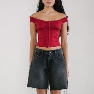 NWT DOVICA LACE TRIM CORSET TOP IN ADRENALINE RED Motel Rocks